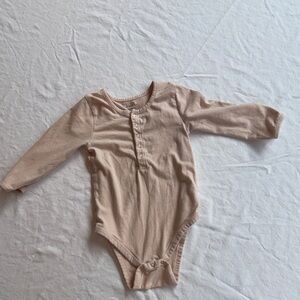 Soft Beige Long Sleeve Kids Bodysuit